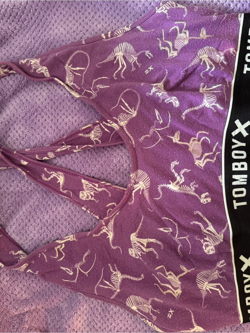 TomboyX Purple Skeleton Print Sports Bra